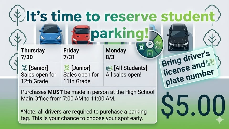 an image showing times for student parking